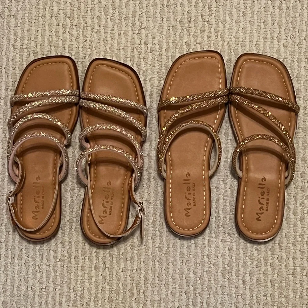 Women's Sandals Collection- Black, Brown, White Sizes 7-7.5 - Picture 2 of 8